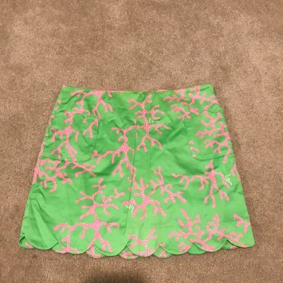 Lilly Pulitzer green skirt coral pattern size 0 - Picture 1 of 7